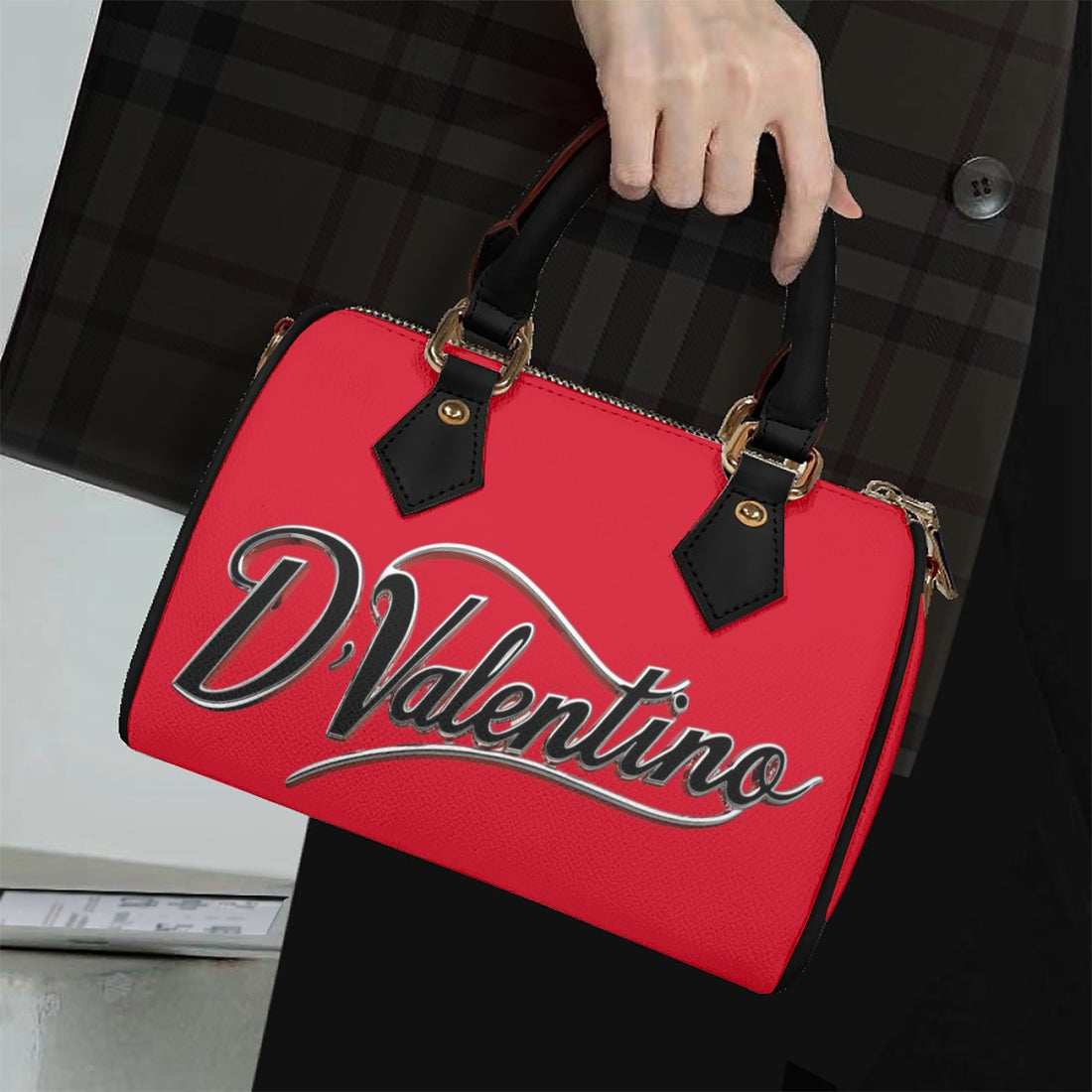 Classic Barrel-Shaped PU Leather Handbag