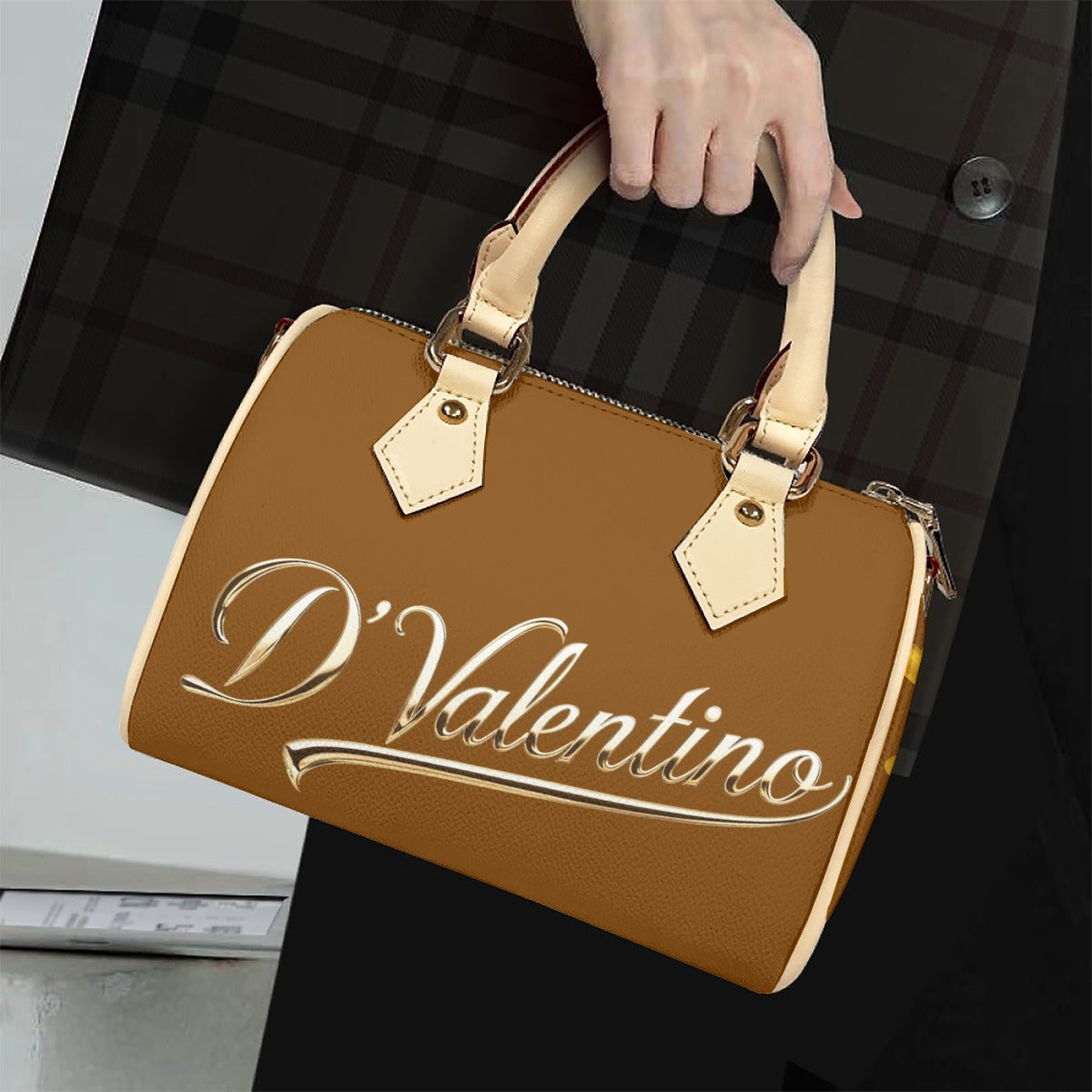 Classic Barrel-Shaped PU Leather Handbag